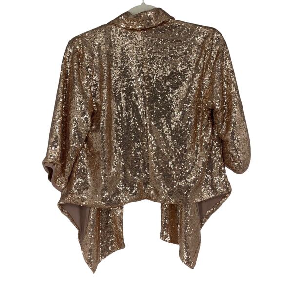 Maurices Cardigan Jacket Women Small Copper Sequin Draped Open Front Half Sleeve - Picture 3 of 8